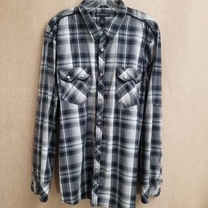 INC Men's Long Sleeve Shirt XXL Pearl Snap New